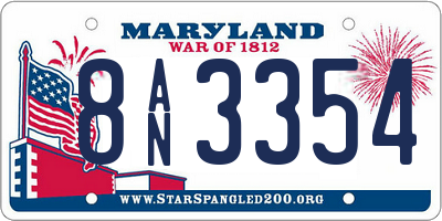 MD license plate 8AN3354