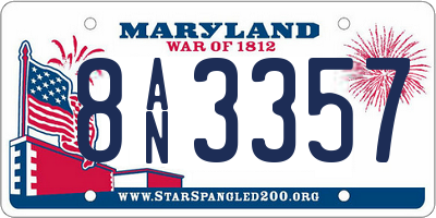 MD license plate 8AN3357