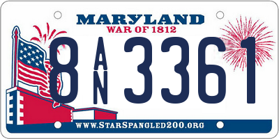 MD license plate 8AN3361