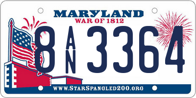 MD license plate 8AN3364