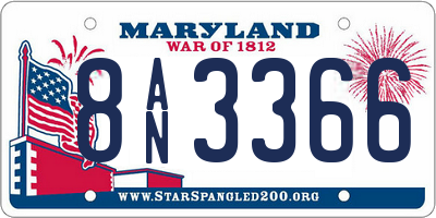 MD license plate 8AN3366