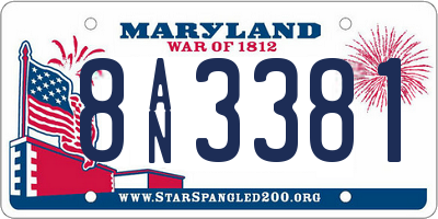 MD license plate 8AN3381
