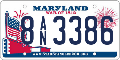 MD license plate 8AN3386