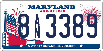MD license plate 8AN3389