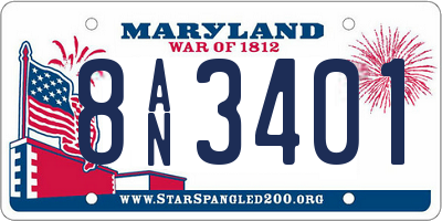 MD license plate 8AN3401