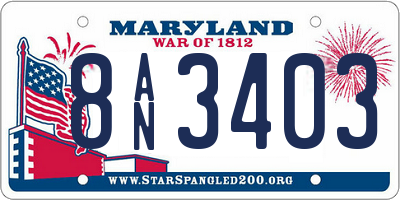 MD license plate 8AN3403