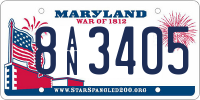 MD license plate 8AN3405
