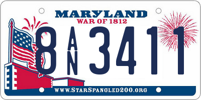 MD license plate 8AN3411
