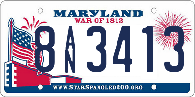 MD license plate 8AN3413