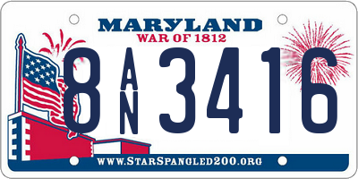 MD license plate 8AN3416