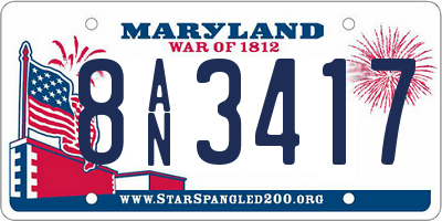 MD license plate 8AN3417