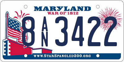 MD license plate 8AN3422
