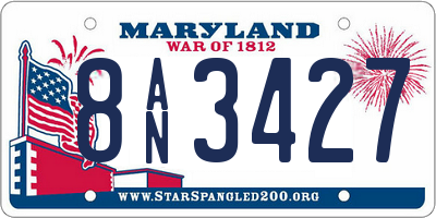 MD license plate 8AN3427