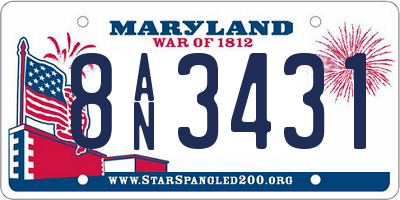 MD license plate 8AN3431