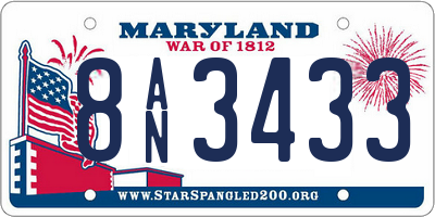 MD license plate 8AN3433