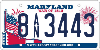 MD license plate 8AN3443