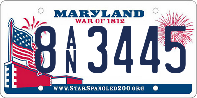 MD license plate 8AN3445
