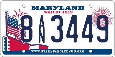 MD license plate 8AN3449