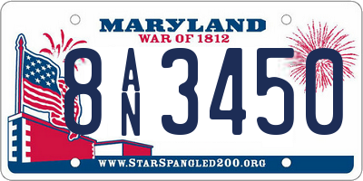 MD license plate 8AN3450