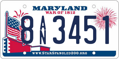 MD license plate 8AN3451