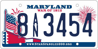 MD license plate 8AN3454