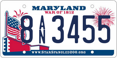 MD license plate 8AN3455