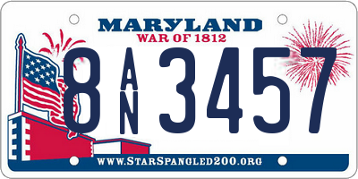MD license plate 8AN3457