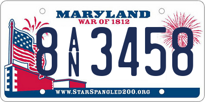 MD license plate 8AN3458