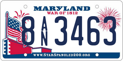 MD license plate 8AN3463