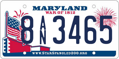 MD license plate 8AN3465