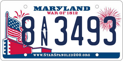 MD license plate 8AN3493