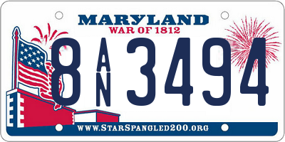 MD license plate 8AN3494