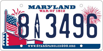 MD license plate 8AN3496