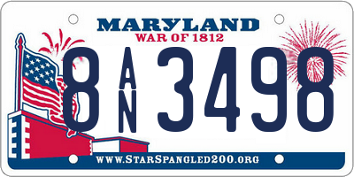 MD license plate 8AN3498