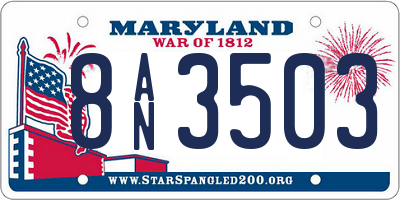 MD license plate 8AN3503