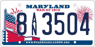 MD license plate 8AN3504