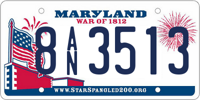 MD license plate 8AN3513