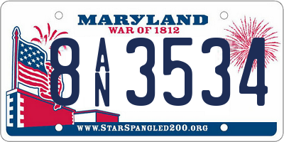 MD license plate 8AN3534