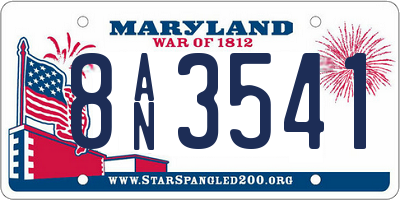 MD license plate 8AN3541