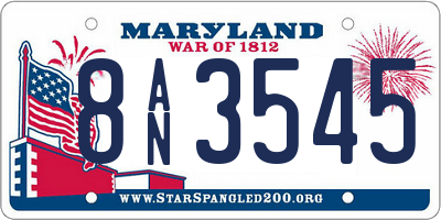 MD license plate 8AN3545