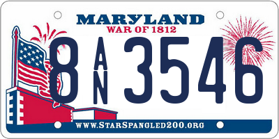MD license plate 8AN3546