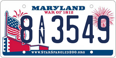 MD license plate 8AN3549