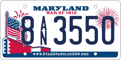 MD license plate 8AN3550