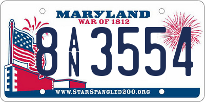 MD license plate 8AN3554