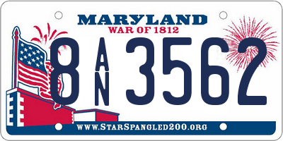 MD license plate 8AN3562