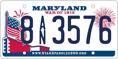 MD license plate 8AN3576