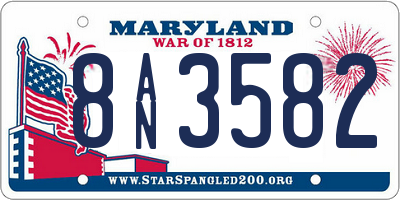 MD license plate 8AN3582