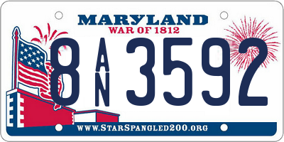 MD license plate 8AN3592