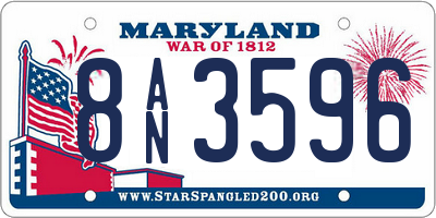 MD license plate 8AN3596