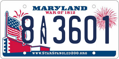 MD license plate 8AN3601